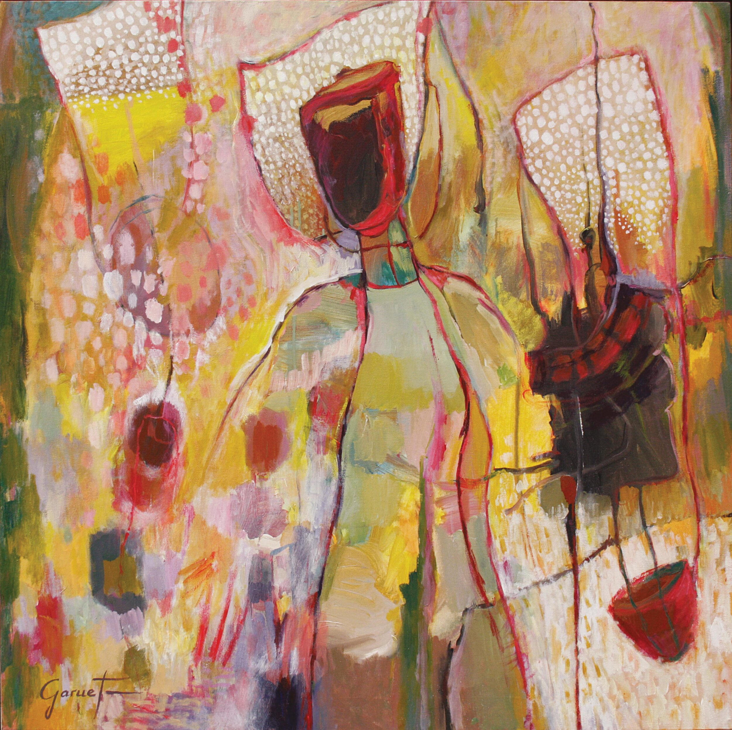 Les bulles dans la tête, composition abstraite où se devine, en lignes fines, la silhouette d’un visage entouré de bulles légères, comme des pensées ou des souffles suspendus.