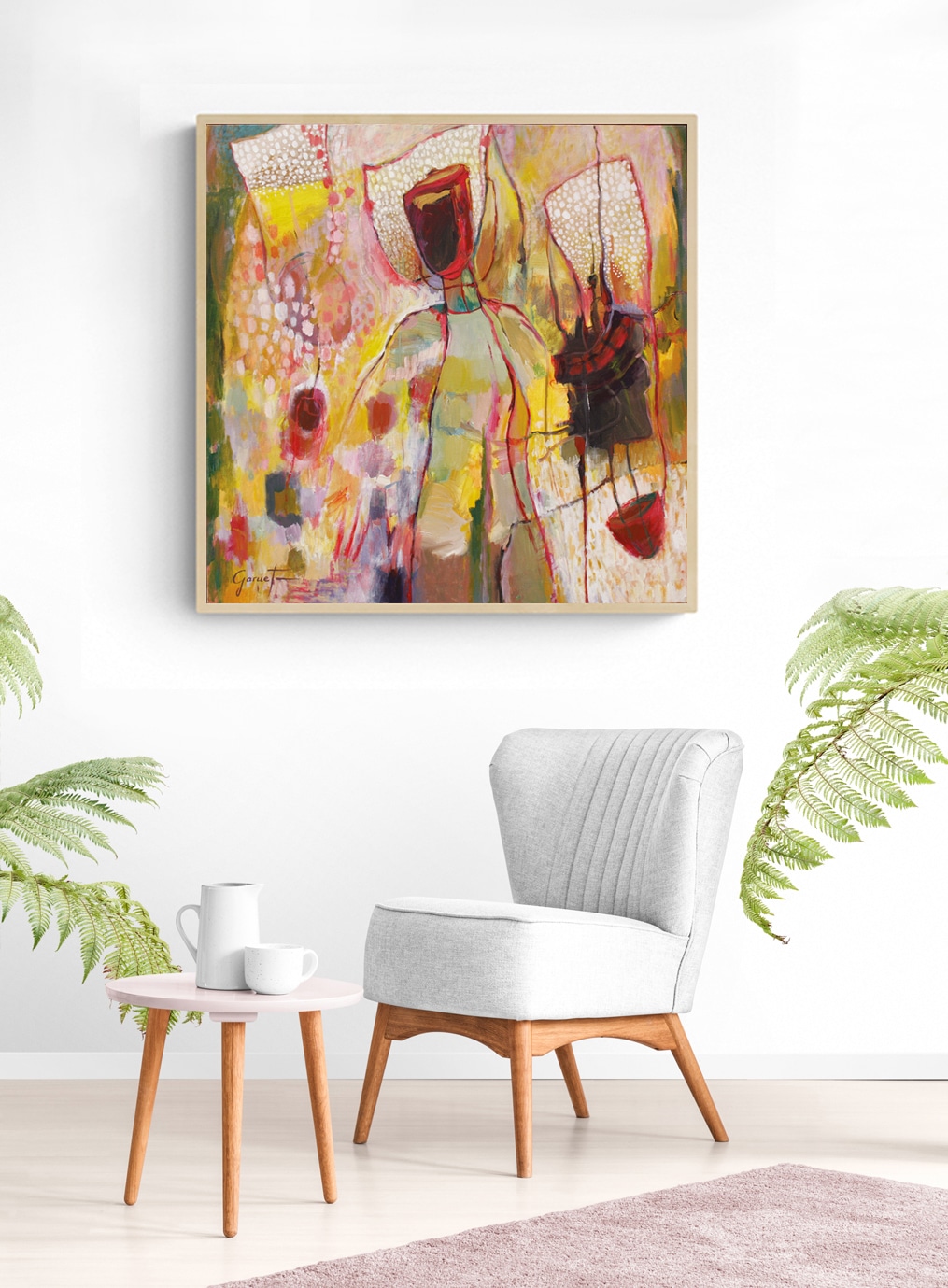 Tableau Les Bulles dans la Tête, peinture abstraite et moderne de Christine Garuet en Occitanie, en exposition dans sa Galerie Garuet en Ariège.