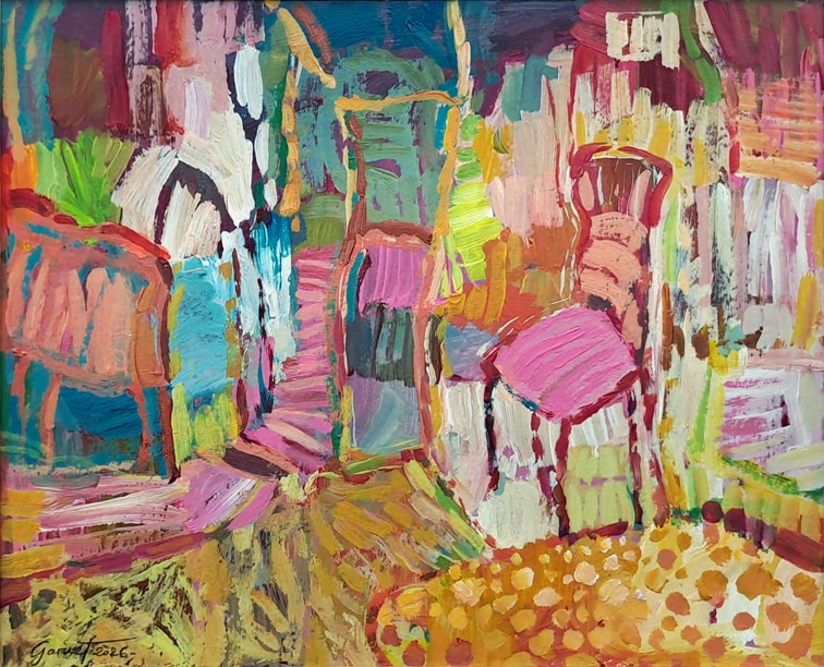Petite peinture sur papier, art contemporain impressionniste